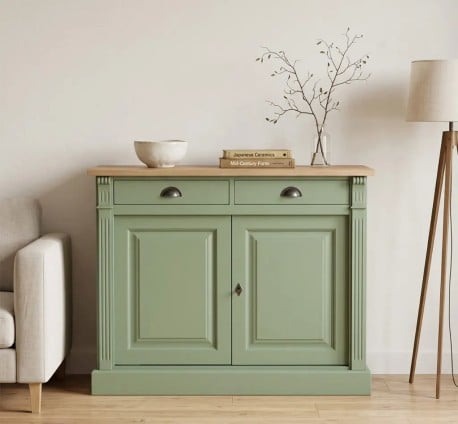 Bufet cu 2 usi, 2 sertare, BAS, Colectia Directoire de la Studio Szel PS38BAS - Culoare Top_P001 - Culoare Corp_P038 - DUBLU COLOR