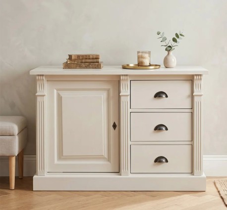 Bufet cu 1 usa, 3 sertare, BAS, Colectia Directoire de la Studio Szel PS46BAS - Culoare_P024 - VOPSIT