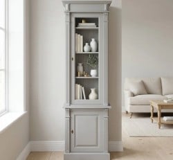 Vitrina ingusta cu 1 usa BAS + 1 usa sticla SUP, Colectia Directoire de la Studio Szel PS68BAS + PS68SUP - Culoare_P030A - VOPSIT ANTICHIZAT