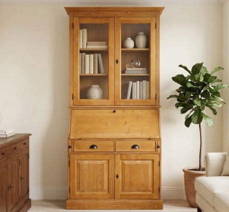 Mobilier birou cu blat masa incorporat,  2 usi si 2 sertare BAS + 2 usi sticla SUP de la Studio Szel PS116BAS+SUP - Culoare_P082 - LACUIT & VOPSIT