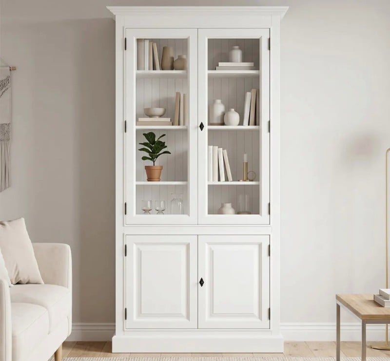Vitrina cu 2 usi + 2 usi sticla cu finisaj White