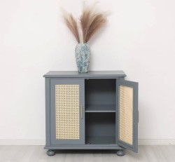 Consolă cu 2 uși și ratan natural, fabricată în România | Studio Szel