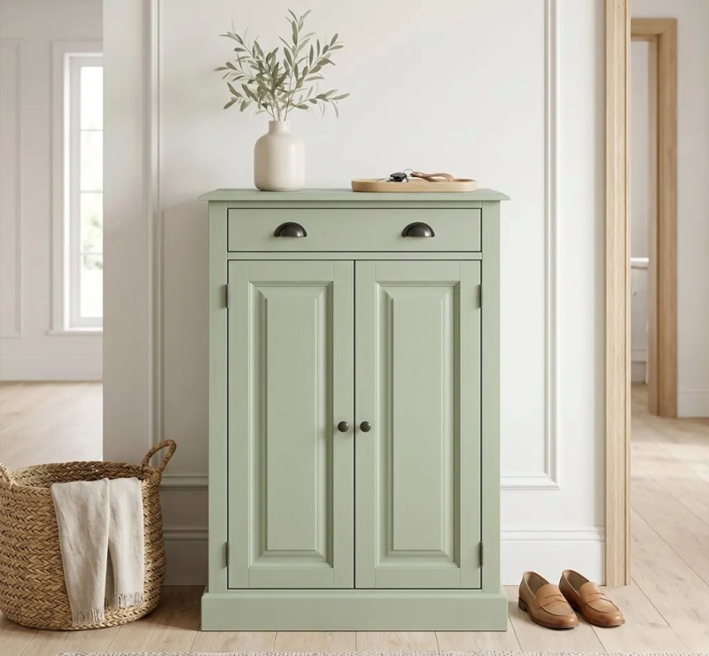 Dulap cu 2 usi si 1 sertar cu finisaj Muted Olive