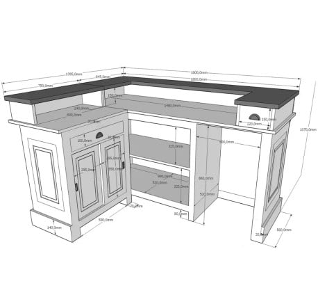 Bar de colț cu blat din zinc - SPEC7228