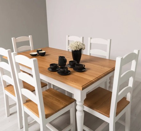 Set de dining Clasic Alb și Stejar de la Studio Szel - SET127 - Culoare Top_P061 - Corp_P004 - DUBLU COLOR