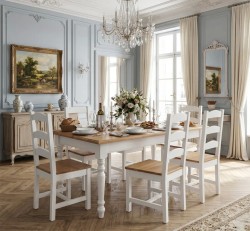 Set de dining Clasic Alb și Stejar de la Studio Szel - SET127 - Culoare Top_P061 - Corp_P004 - DUBLU COLOR
