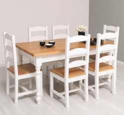 Set de dining Clasic Alb și Stejar de la Studio Szel - SET127 - Culoare Top_P061 - Corp_P004 - DUBLU COLOR