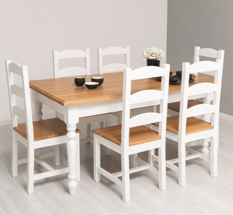 Set de dining Clasic Alb și Stejar de la Studio Szel - SET127 - Culoare Top_P061 - Corp_P004 - DUBLU COLOR