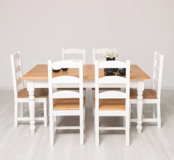 Set de dining Clasic Alb și Stejar de la Studio Szel - SET127 - Culoare Top_P061 - Corp_P004 - DUBLU COLOR