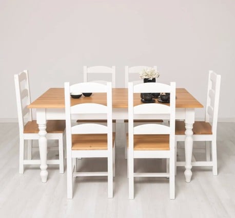 Set de dining Clasic Alb și Stejar de la Studio Szel - SET127 - Culoare Top_P061 - Corp_P004 - DUBLU COLOR