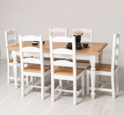 Set de dining Clasic Alb și Stejar de la Studio Szel - SET127 - Culoare Top_P061 - Corp_P004 - DUBLU COLOR