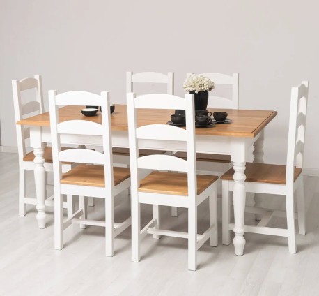 Set de dining Clasic Alb și Stejar de la Studio Szel - SET127 - Culoare Top_P061 - Corp_P004 - DUBLU COLOR