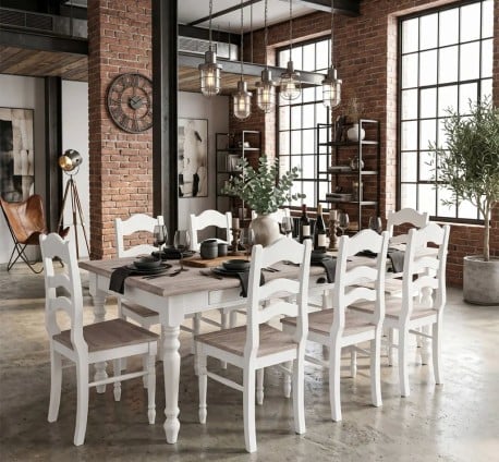 Set Dining Shabby Chic cu 8 Scaune de la Studio Szel - SET128 - Culoare Top_ P067 - Culoare Corp_P004 - DUBLU COLOR