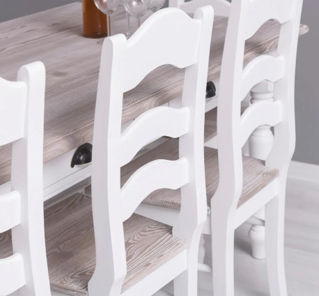 Set Dining Shabby Chic cu 8 Scaune de la Studio Szel - SET128 - Culoare Top_ P067 - Culoare Corp_P004 - DUBLU COLOR