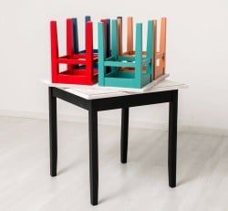 Set Bistro Multicolor cu 4 Scaune de la Studio Szel - SET129 - Culoare Top_P080 - Culoare Corp_Multicolor - DUBLU COLORE