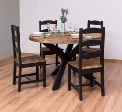 Set Dining Rotund Industrial cu 4 Scaune de la Studio Szel - SET130 - Culoare Top_P064 - Culoare Corp_P003 - DUBLU COLOR