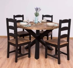 Set Dining Rotund Industrial cu 4 Scaune de la Studio Szel - SET130 - Culoare Top_P064 - Culoare Corp_P003 - DUBLU COLOR