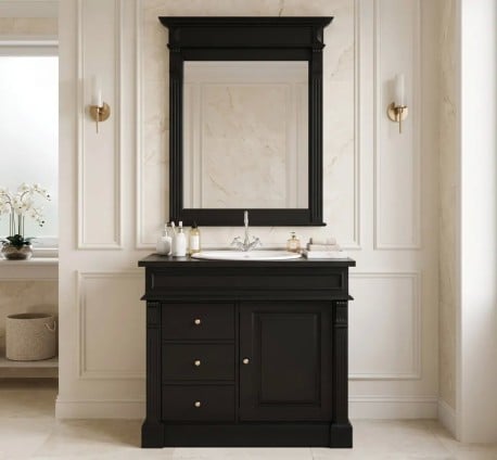 Set Mobilier Baie Negru cu Oglindă de la Studio Szel - SET133 - Culoare_P150 - VOPSIT
