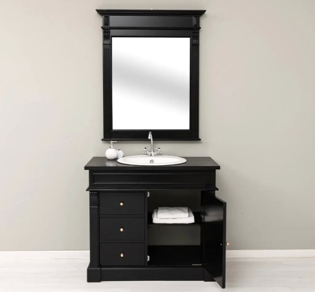 Set Mobilier Baie Negru cu Oglindă de la Studio Szel - SET133 - Culoare_P150 - VOPSIT