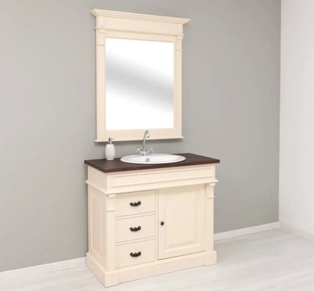 Set Mobilier Baie Crem cu Oglindă de la Studio Szel - SET134 - Culoare Top_P081- Corp_P025 - DUBLU COLOR