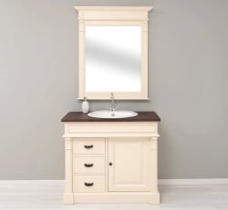 Set Mobilier Baie Crem cu Oglindă de la Studio Szel - SET134 - Culoare Top_P081- Corp_P025 - DUBLU COLOR