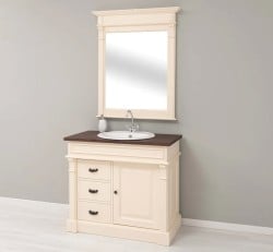 Set Mobilier Baie Crem cu Oglindă de la Studio Szel - SET134 - Culoare Top_P081- Corp_P025 - DUBLU COLOR