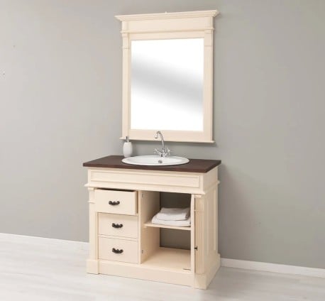 Set Mobilier Baie Crem cu Oglindă de la Studio Szel - SET134 - Culoare Top_P081- Corp_P025 - DUBLU COLOR