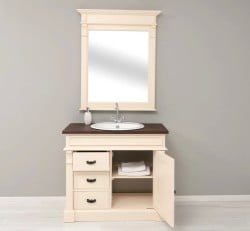 Set Mobilier Baie Crem cu Oglindă de la Studio Szel - SET134 - Culoare Top_P081- Corp_P025 - DUBLU COLOR