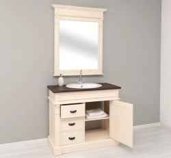 Set Mobilier Baie Crem cu Oglindă de la Studio Szel - SET134 - Culoare Top_P081- Corp_P025 - DUBLU COLOR