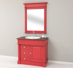 Set Mobilier Baie Roșu cu Oglindă de la Studio Szel - SET135 -Culoare Top_P081- Corp_P047 - DUBLU COLOR