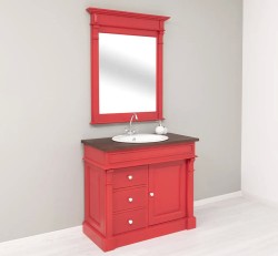 Set Mobilier Baie Roșu cu Oglindă de la Studio Szel - SET135 -Culoare Top_P081- Corp_P047 - DUBLU COLOR