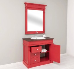 Set Mobilier Baie Roșu cu Oglindă de la Studio Szel - SET135 -Culoare Top_P081- Corp_P047 - DUBLU COLOR