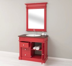 Set Mobilier Baie Roșu cu Oglindă de la Studio Szel - SET135 -Culoare Top_P081- Corp_P047 - DUBLU COLOR