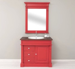 Set Mobilier Baie Roșu cu Oglindă de la Studio Szel - SET135 -Culoare Top_P081- Corp_P047 - DUBLU COLOR