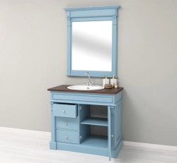 Set Mobilier Baie Albastru cu Oglindă de la Studio Szel - SET136 - Culoare Top_P081 - Culoare Corp_P053 - DUBLU COLOR