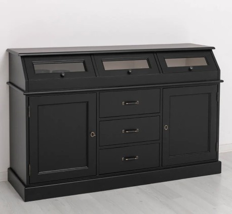 Bufet cu 2 usi, 3 sertare, 3 compartimente cu usa sticla, BAS de la Studio Szel PS24BAS - Culoare Ext._P003 - Culoare Int._P015 - DUBLU COLOR