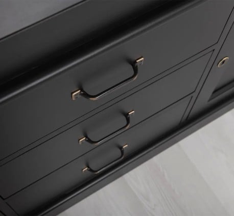 Bufet cu 2 usi, 3 sertare, 3 compartimente cu usa sticla, BAS de la Studio Szel PS24BAS - Culoare Ext._P003 - Culoare Int._P015 - DUBLU COLOR