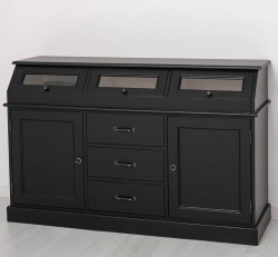 Bufet cu 2 usi, 3 sertare, 3 compartimente cu usa sticla, BAS de la Studio Szel PS24BAS - Culoare Ext._P003 - Culoare Int._P015 - DUBLU COLOR