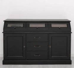 Bufet cu 2 usi, 3 sertare, 3 compartimente cu usa sticla, BAS de la Studio Szel PS24BAS - Culoare Ext._P003 - Culoare Int._P015 - DUBLU COLOR
