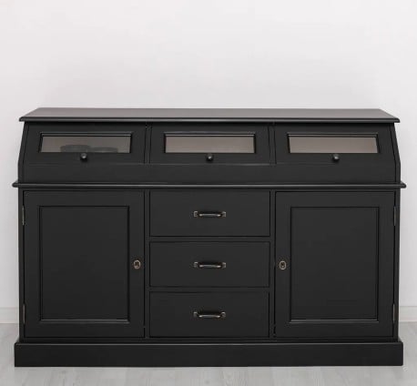 Bufet cu 2 usi, 3 sertare, 3 compartimente cu usa sticla, BAS de la Studio Szel PS24BAS - Culoare Ext._P003 - Culoare Int._P015 - DUBLU COLOR