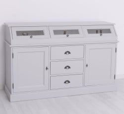 Bufet cu 2 usi, 3 sertare, 3 compartimente cu usa sticla, BAS de la Studio Szel PS24BAS - Culoare Ext._P010 - Culoare Int._P004 - DUBLU COLOR