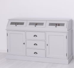 Bufet cu 2 usi, 3 sertare, 3 compartimente cu usa sticla, BAS de la Studio Szel PS24BAS - Culoare Ext._P010 - Culoare Int._P004 - DUBLU COLOR