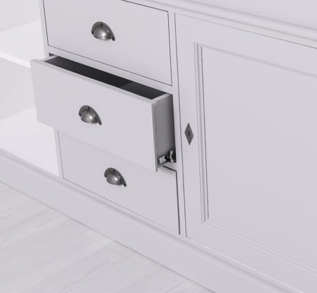 Bufet cu 2 usi, 3 sertare, 3 compartimente cu usa sticla, BAS de la Studio Szel PS24BAS - Culoare Ext._P010 - Culoare Int._P004 - DUBLU COLOR