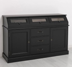Buffet with 2 doors, 3 drawers, 3 compartments with glass door, BAS - PS24BAS - Color_P003_P015 - DOUBLE COLORED