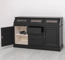Buffet with 2 doors, 3 drawers, 3 compartments with glass door, BAS - PS24BAS - Color_P003_P015 - DOUBLE COLORED