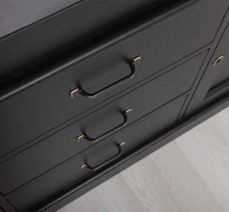 Bufet cu 2 usi, 3 sertare, 3 compartimente cu usa sticla, BAS de la Studio Szel PS24BAS - Culoare Ext._P003 - Culoare Int._P015 - DUBLU COLOR