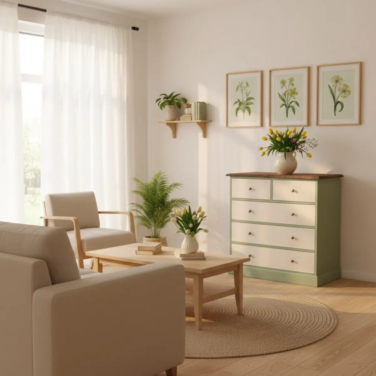 Comoda cu 2 sertare inguste + 3 sertare largi, blat stejar